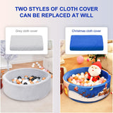 Airwitty Ball Pit with 2Pcs Covers- Fun Santa, Sigh, Coming down Chimney & aving Presents. Soft, Thick Foam, Machine Washab (Balls Not Included) , Anti-Wrink for Babies(Gray + Blue Christmas)