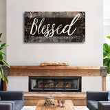 Blessed Home Quote Canvas Wall Art|Brown Wall Decor for Living Room|Blessed Is the Home Christian Wall Art|Ready to Hang Wall Picture for Dining Room Bedroom Decoration