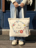 Aesthetic Canvas Tote Bag for Women Large Zipper Tote Bags with Pocket, Womens Tote Bag for Yoga, Work, Beach