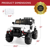 Jumbo 12V Kids Electric Ride on Car with Parent Remote, Seat Harness, 65 Lb Capacity - White