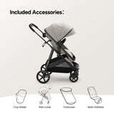 Wiz 2-In-1 Baby Stroller with Bassinet Mode, Reversible Seat and Large Canopy, Khaki, 22.3LB, Unisex