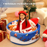 Airwitty Ball Pit with 2Pcs Covers- Fun Santa, Sigh, Coming down Chimney & aving Presents. Soft, Thick Foam, Machine Washab (Balls Not Included) , Anti-Wrink for Babies(Gray + Blue Christmas)