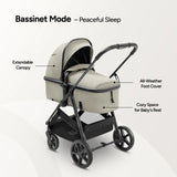 Wiz 2-In-1 Baby Stroller with Bassinet Mode, Reversible Seat and Large Canopy, Khaki, 22.3LB, Unisex