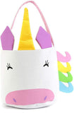 Unicorn Easter Basket Canvas Cartoon Easter Basket for Eggs Hunts (Gold Unicorn)