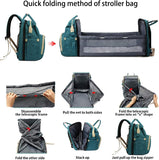 Diaper Bag Backpack 5 in 1 Travel Foldable Baby Bed Backpack, Mummy Bag Diaper Bag Nappy Changing Station (Black)