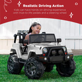 Jumbo 12V Kids Electric Ride on Car with Parent Remote, Seat Harness, 65 Lb Capacity - White